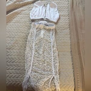 SHEIN 2 piece White Lace Pencil Skirt and top